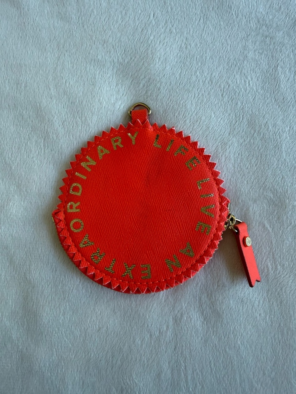 Ordinary Life Live an Extraordinary Life Round Zip Coin Purse Neon Orange Wallet